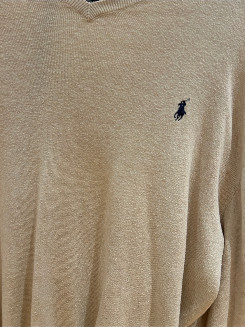 Polo by Ralph Lauren Tan V-Neck Sweater with Navy Label - Picture 3 of 3